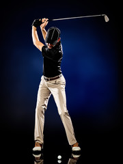 man  golfer golfing isolated