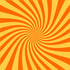 Fototapeta premium Swirling radial pattern background. Vector illustration for swirl design. Vortex starburst spiral twirl square. Helix rotation rays. Converging psychadelic scalable stripes. Fun sun light beams.