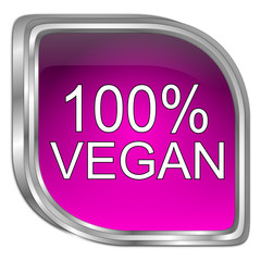 100% Vegan Button - 3D illustration