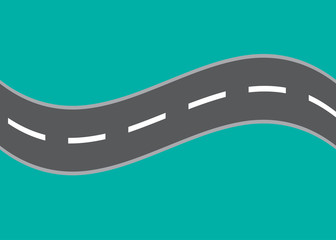 Fototapeta premium Curved road with white markings. Vector illustration