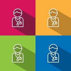 Avatar de médico en líneas sobre fondos de colores