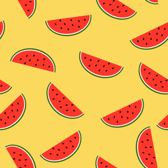 Seamless background with watermelon slices. Vector illustration. Baby and kids style