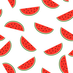 Seamless background with watermelon slices. Vector illustration. Baby and kids style