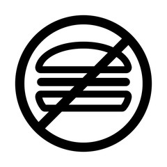 don't eating burger fast food black icon on white background