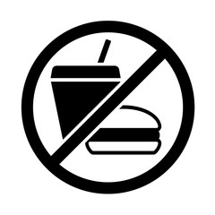 fast food don't eating burger and cola black icon on white backg