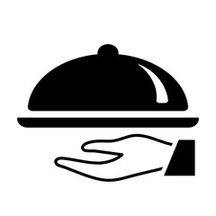 waiter dining dish black icon on white background