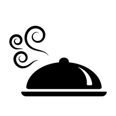 Obraz premium cooking chef dining dish black icon on white background