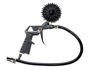 Air compressor gun with manometer isolated on a white background