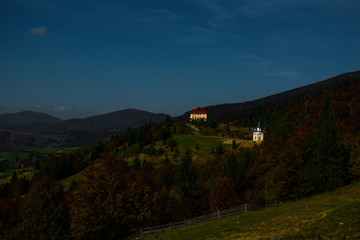 Night scenic view over the village