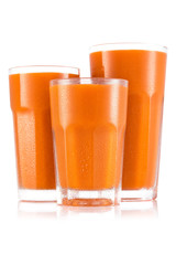 Carot juice in three size of glass