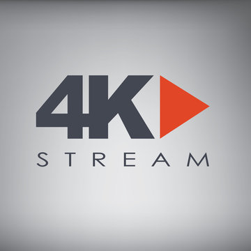 Symbol of Ultra HD streaming or playing video online content for screens and tvs with 4k resolution.