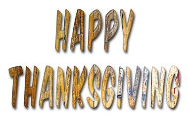 Happy Thanksgiving Distressed Wood Words
