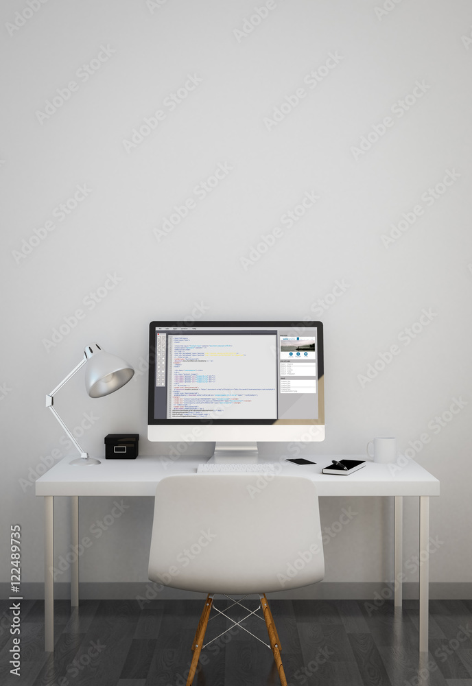 Poster clean workspace with coding software