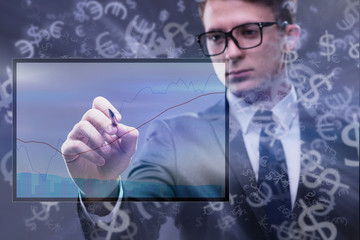 Young businessman in online trading concept