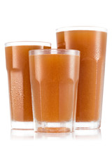 Apple juice in three size of glass - obrazy, fototapety, plakaty
