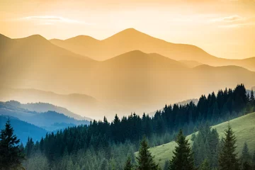 Poster Beautiful sunset in the mountains © Pavlo Vakhrushev
