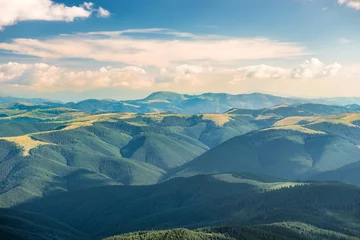 Foto op Canvas Landschap met groene heuvels © Pavlo Vakhrushev