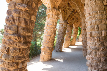 Stone columns of Park Guell - obrazy, fototapety, plakaty