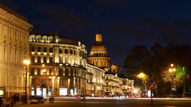 
Saint-Petersburg view on Isaac's Cathedral from Palace Square time-lapse photography