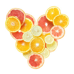 Heart from slices of citrus fruit