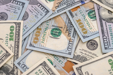 Stack of us dollar bills close-up