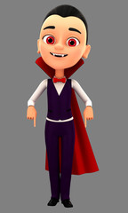 Funny vampire points down with two fingers. Halloween icon isola