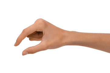 Isolated Empty open woman female hand in a position on a white background