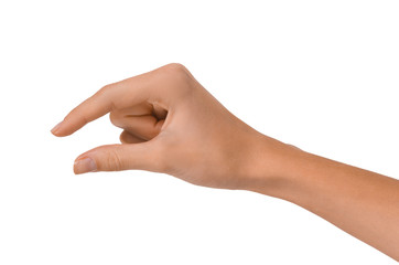 Isolated Empty open woman female hand in a position on a white background