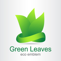 Green leaves. Eco icon.