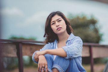 Fototapeta premium Beautiful young woman portrait.