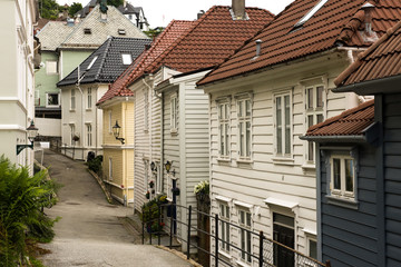white wooden houses of centre Street Bergen Norway