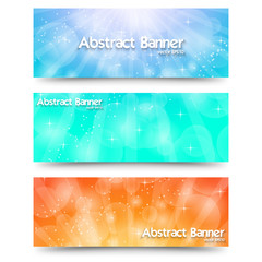 Banner bright with rays. Abstract illustration with sun beams and defocused lights.