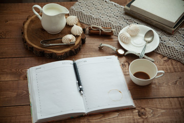 mug of coffee and meringue