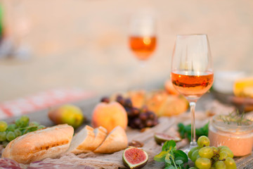 Food Table Healthy Delicious and wine. Meal Concept