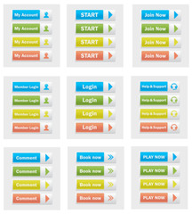 Set of web interface vector multicolor buttons.