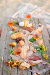 Food Table Healthy Delicious and wine. Meal Concept