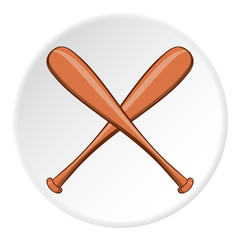 Baseball bat icon in cartoon style isolated on white circle background. Sport symbol vector illustration