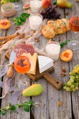 Food Table Healthy Delicious and wine. Meal Concept