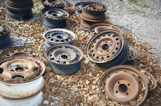 Old Rusty Metal Alloy Wheel Car Vehicle