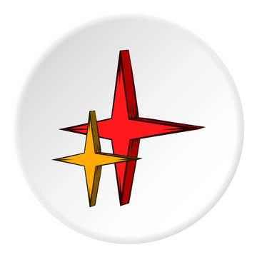 Stars icon in cartoon style on white circle background. Figure symbol vector illustration