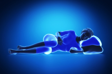Woman bad incorrect sleep posture