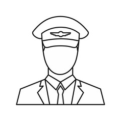 Pilot icon in outline style isolated on white background. People symbol vector illustration