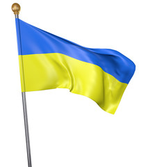 National flag for country of Ukraine isolated on white background, 3D rendering