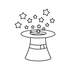 Magician hat icon in outline style isolated on white background. Tricks symbol vector illustration