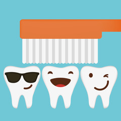 Vector Illustration brushing teeth with toothbrush