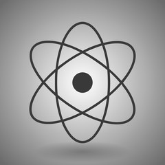 atom icon on a gray background vector illustration.