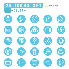 icons Business color thin white in the circle blue on white back