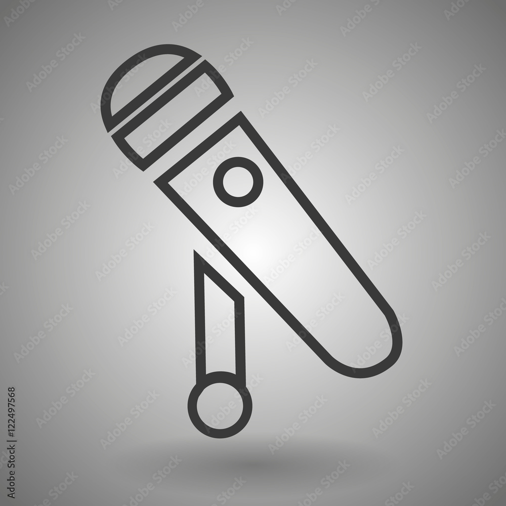 Poster microphone icon. thin line design on a gray background vector illustration