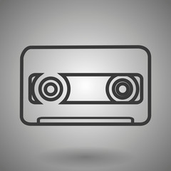 Obraz premium Tape cassette icon in thin outline style. Technology vintage old records music audio