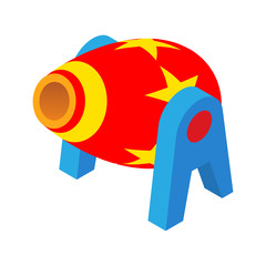 Cannon in the circus icon in cartoon style isolated on white background. Entertainment symbol vector illustration